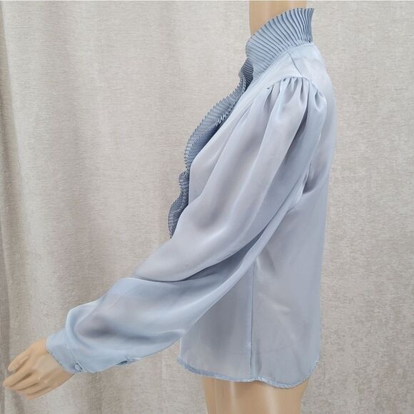 LANGTRY Gold Label Vintage Women's Ruffled Collar Placket Blouse - Picture 5 of 11